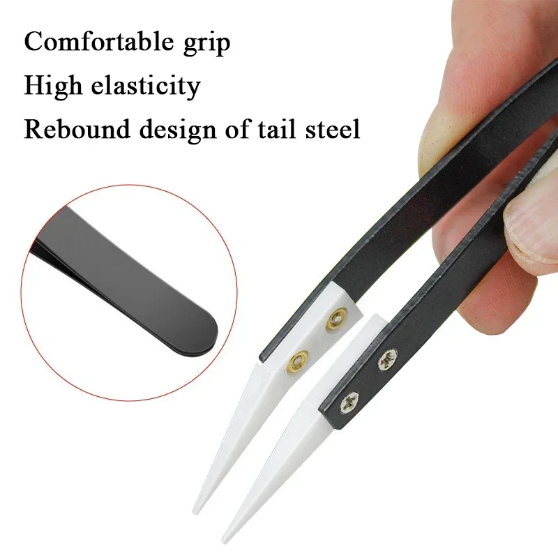 Ceramic Tweezers Anti-static High Temperature Resistant Corrosion Resistant Insulation Maintenance Clip Handmade DIY Tweezers tweezer tool esd anti static tweezers ceramic tweezers