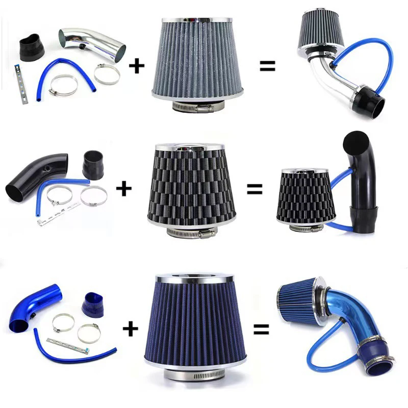 Universal 3" 76mm Car Refitted Winter Mushroom Head Air Filter Intake Pipe Filter High Flow Air Aluminum Pipe Kit air intake kit