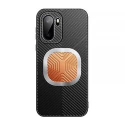 Copper Heat Dissipation Shockproof Phone Case with Silicone Cooling and Magnetic Cover for OnePlus Ace 6 (Black)