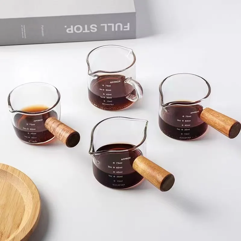 Wood Handle Glass Measuring Cup