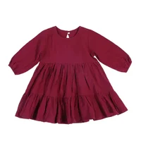 Full Sleeve Toddler Baby Girl Dress Cotton Solid Full Sleeve Infant Dress 2