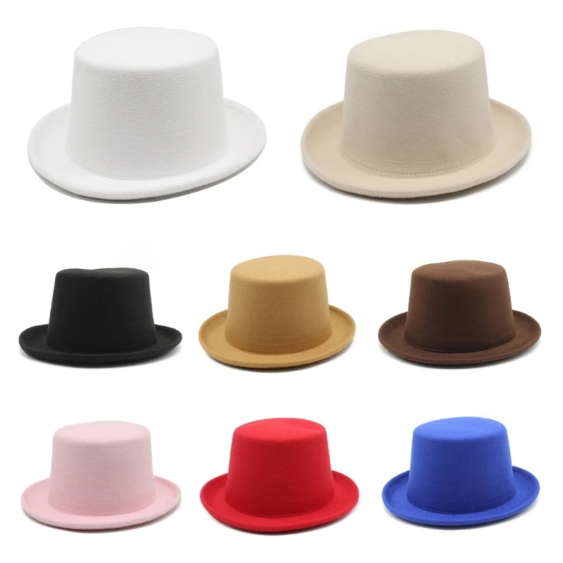 

Vintage Panama Hat Roll Brim Top Hat Women Cosplay Party Costume Fedora Hats