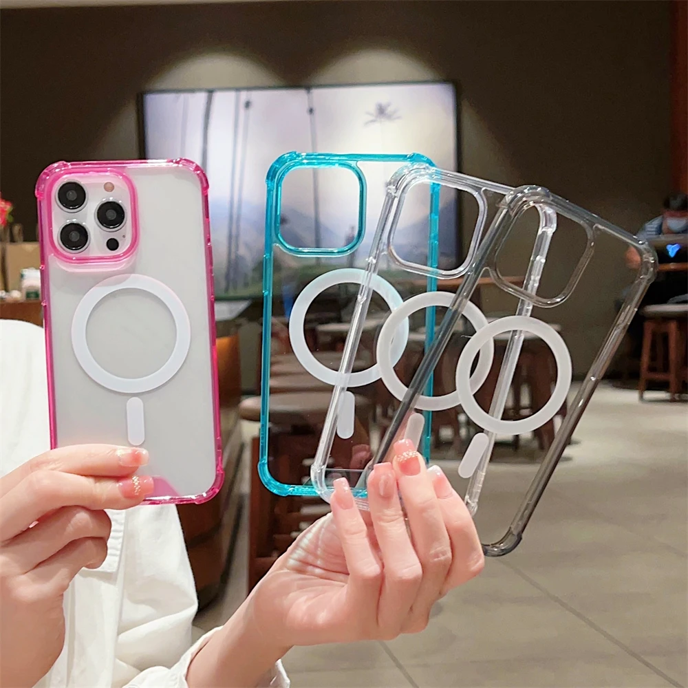 Luxurious Magnetic Wireless Charging Shockproof Transparent Phone Case