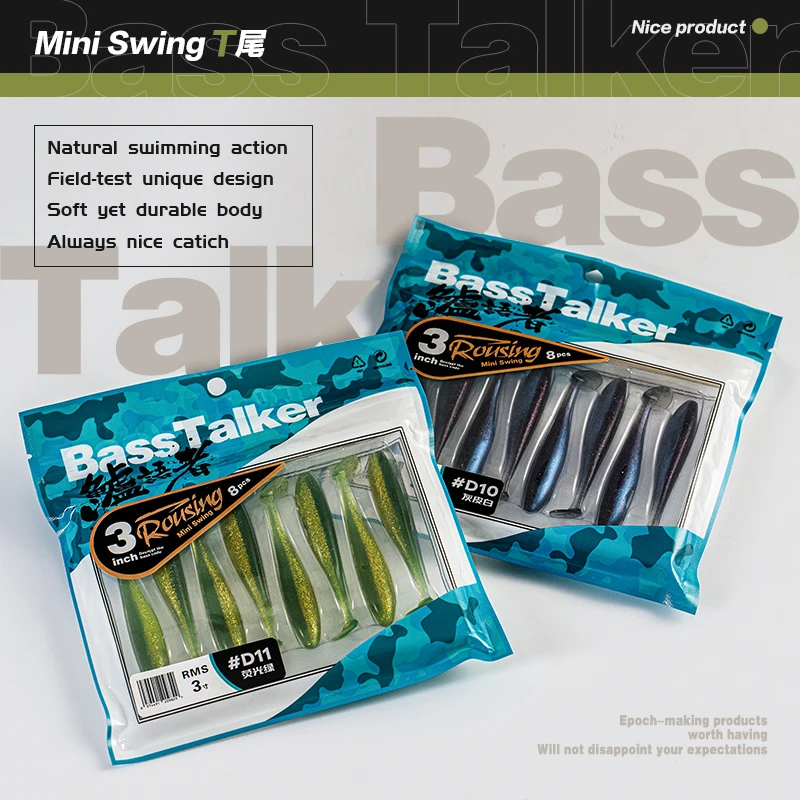 BassTalker Mini Swing Soft Paddle Tail Fishing Lures (8-12 Pack)