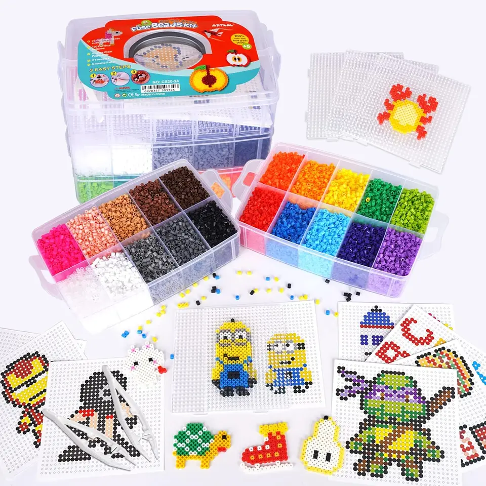 Artkal Kit De Cuentas Fusibles De 11,000 Piezas De 36 Colores Para Niños, Con 5 Tableros De Clavijas, 2 Pinzas, 48 Patrones, Kit De Cuentas Fusibles Compatibles Con Perler Beads Hama Para Regalo De
