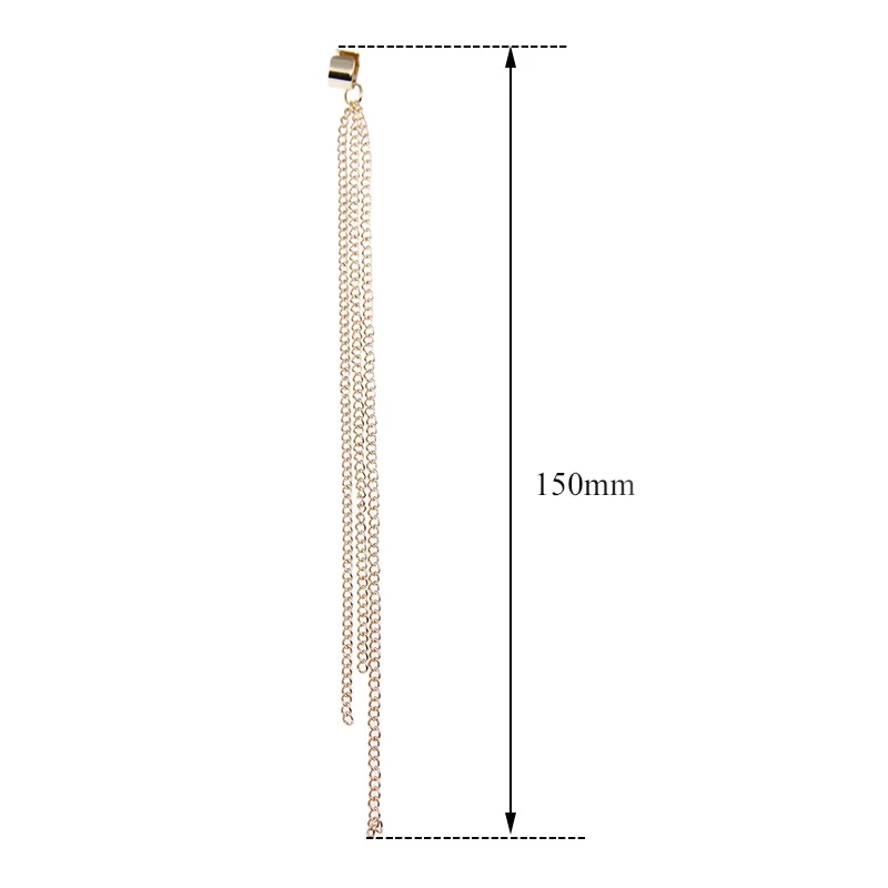 Earring Clip Tassel Trendy Chic Statement Piece Long Chain Earrings Popular Gold/silver Color Eye-catching Fashionable Ear Cuff ear clip earrings clip earrings ear accessories