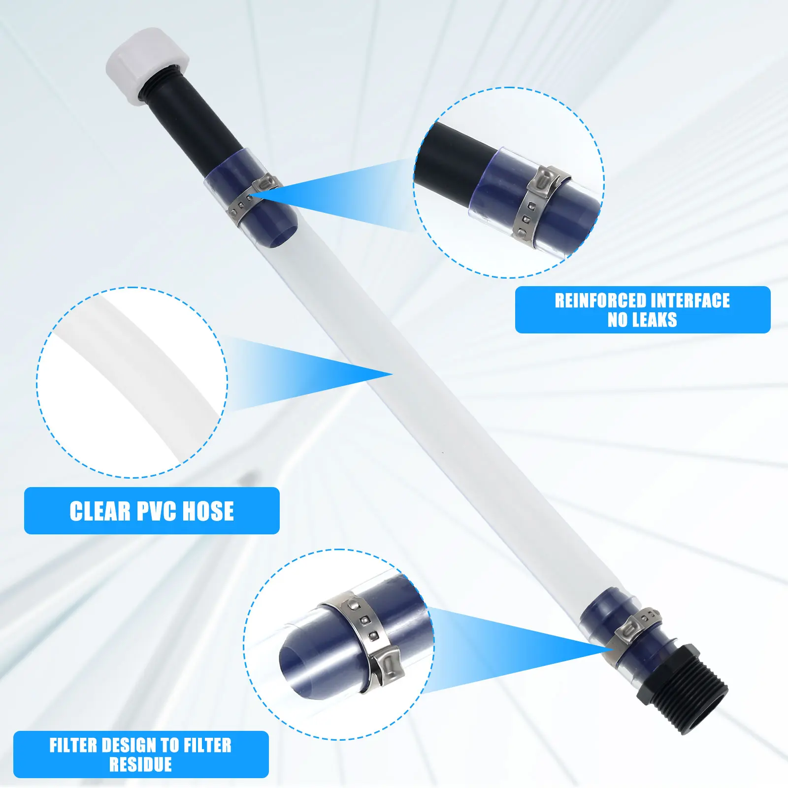 Fuel hose tube, racing fuel filler hose, transparent PVC, gas tank hose, universal fuels replacement, jug cap, with bender, car accessories