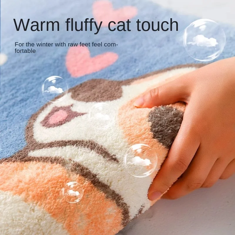 Floor Mat VIKAMA Cartoon Panda Bathroom Door Carpet Absorbent Non-Slip Mat Bedroom Imitation Cashmere Carpet Home Decoration
