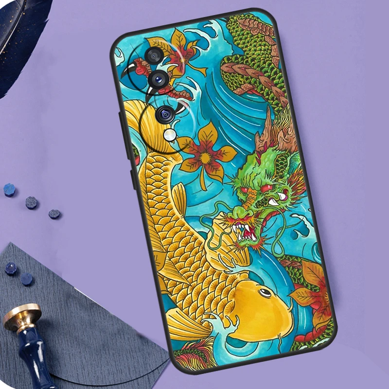 Japanese Koi Dragon Wave Tattoo Design Phone Case