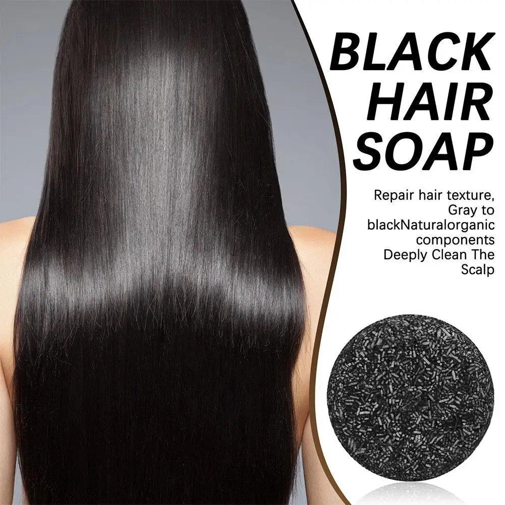 Natural Darkening Soap Repair Gray White Hair Color Polygonum Darkening Nourishing Black Soap Hair Soften Moisturizing Scal P2X7 hair darkening soap
