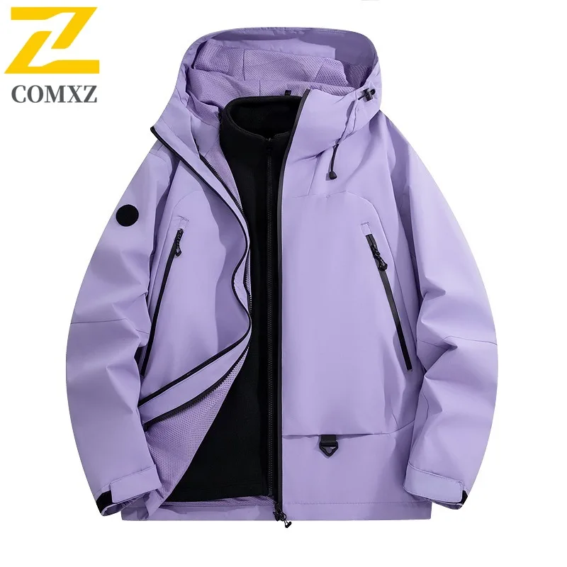 COMXZ Men Autumn New Jacket Premium Hooded Outdoor Adventure Wind Resistant Coat Cozy Stylish Travel Lightweight Jackets