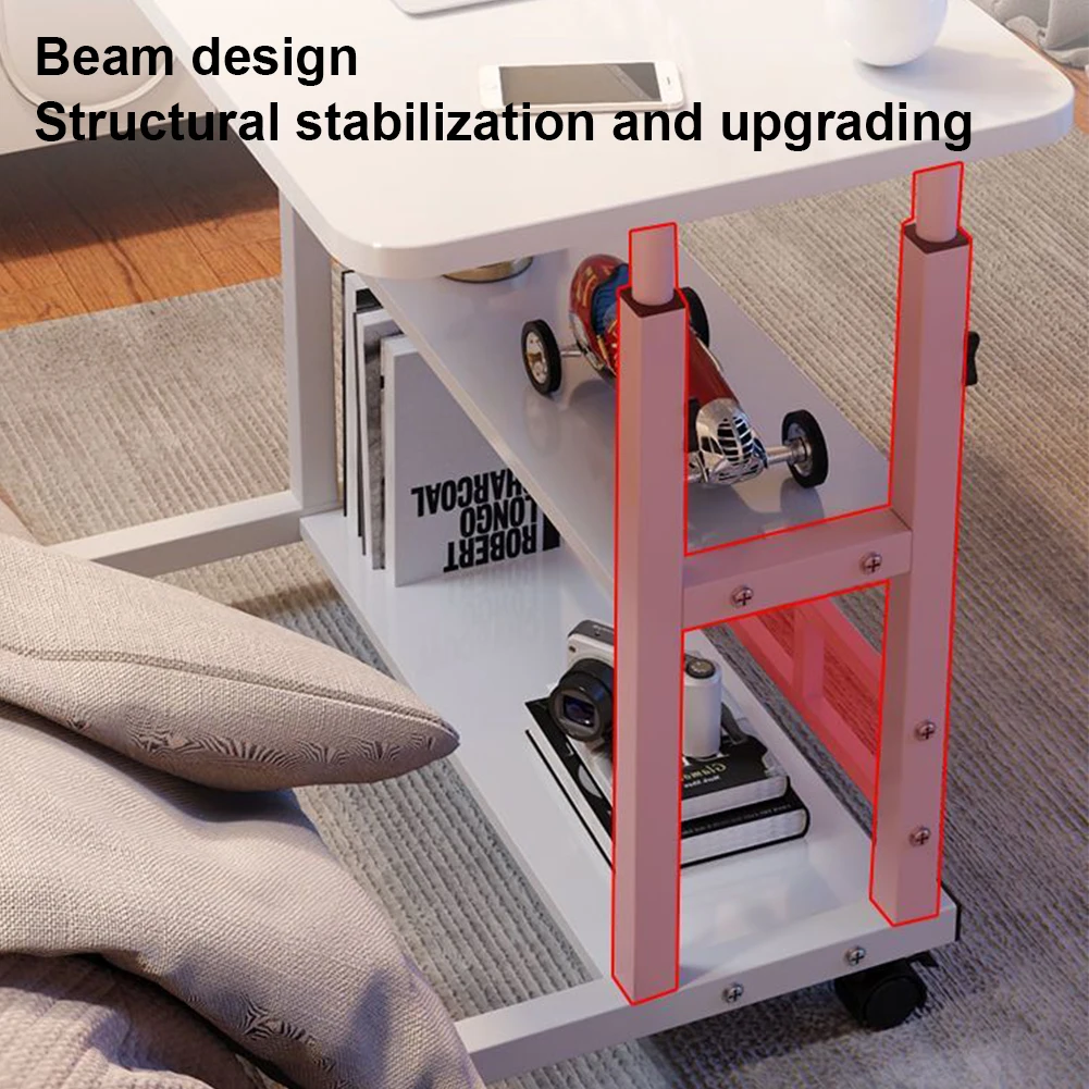 Height Adjustable Computer Desk Standing Desk Bedside Smart Game Office Mobile Study Table with Rolling Wheel 60*40cm