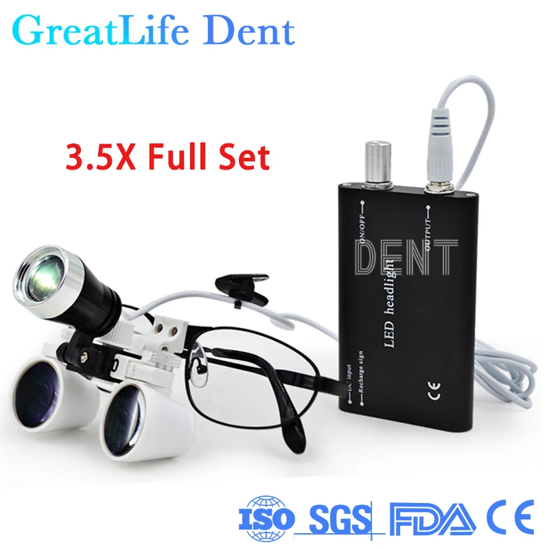 GreatLifeDent25x35xMagnifyingGlassesDentalHeadlamp