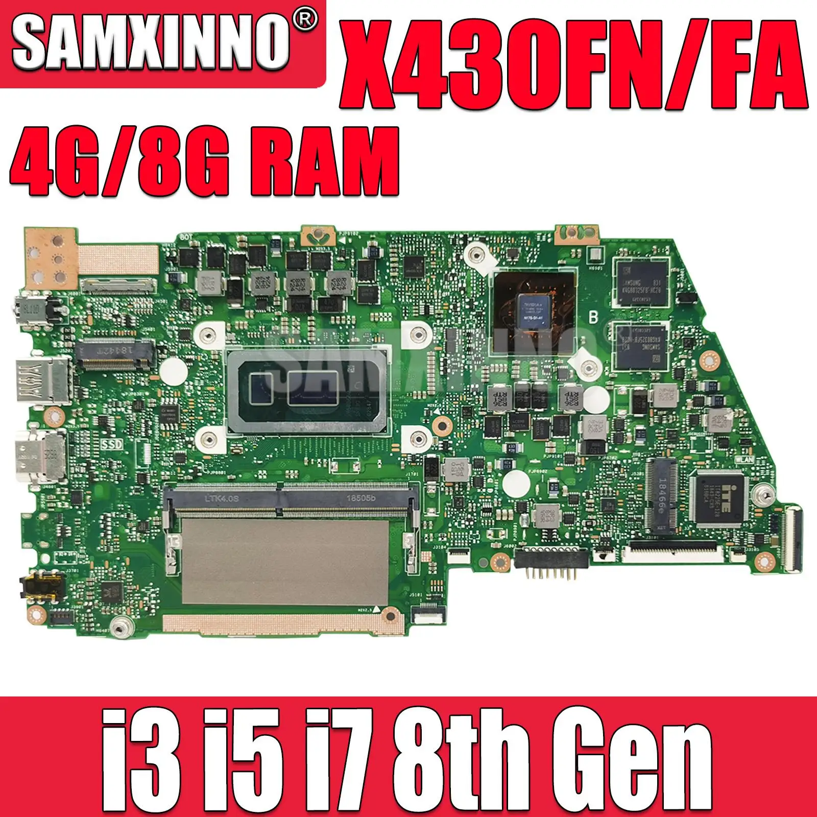 

X430FA Laptop Motherboard For ASUS X430FN A430F S14 S4300F S4300FN X430F Mainboard I3 I5 I7 CPU 4G/8G-RAM 100% Working