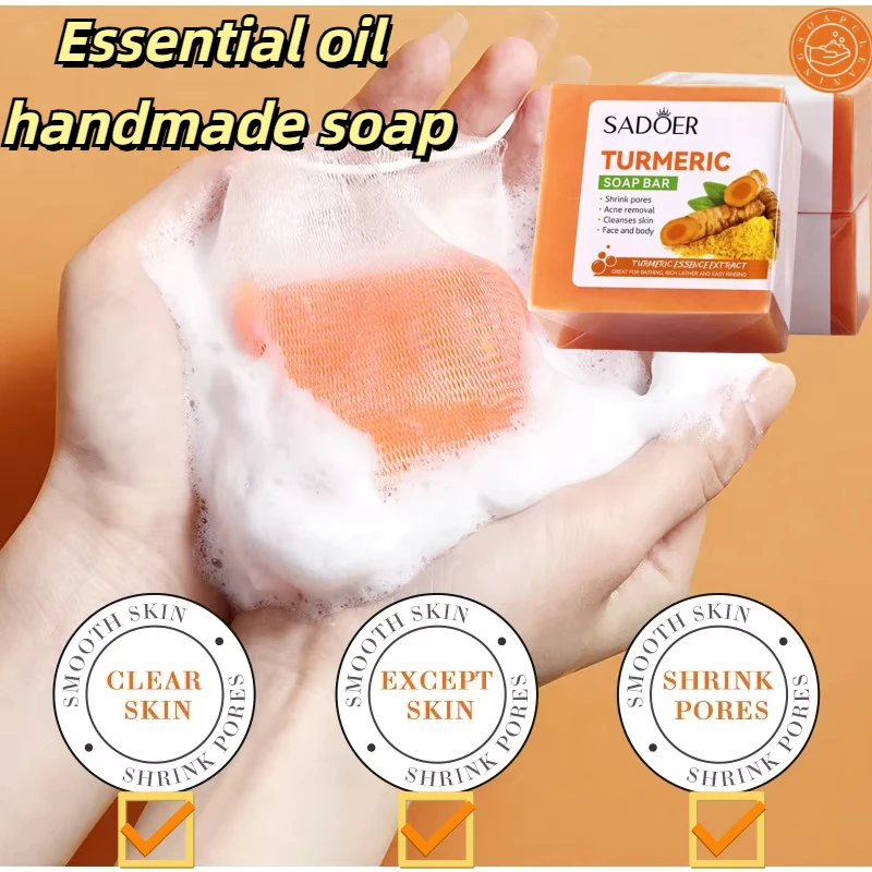 Turmeric Soap Dark Spot Skin Whitening Facial Body Hand Make Soap Bar Deep Cleaning Ginger Face Moisturizing Hand 100g