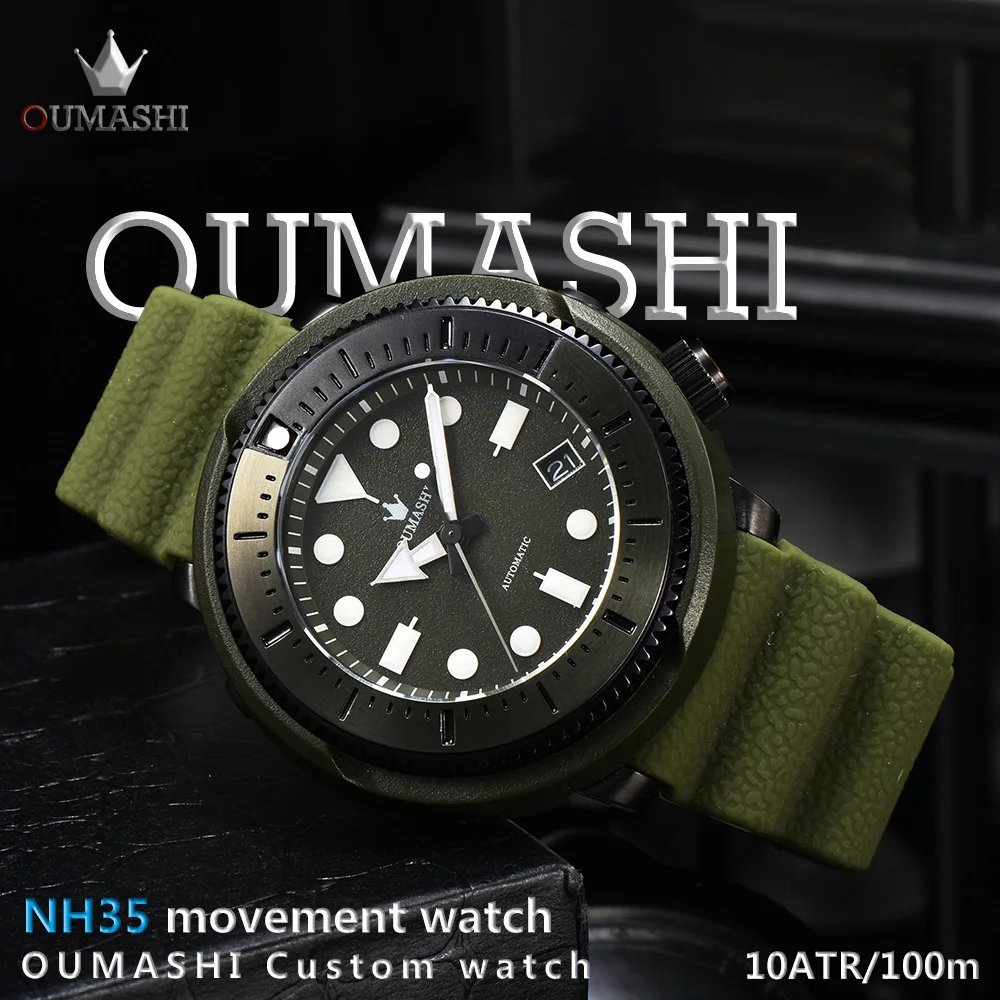

42mm Men's watches Tuna Can Classic Watch For Men Super Luminous 100M Waterproof NH35 Movement Dive Wrist watch green