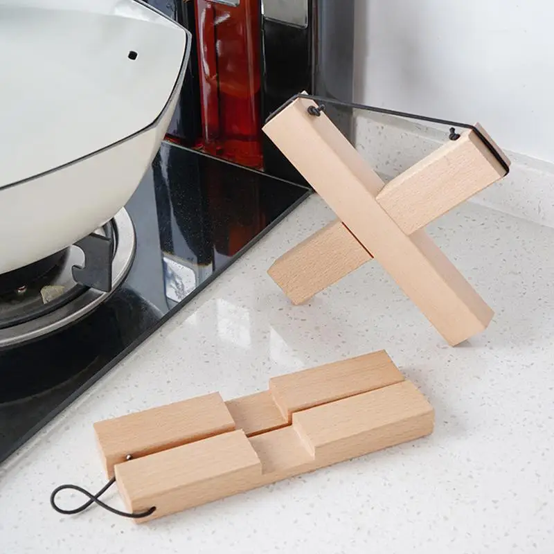 

Cross Pot Stand Trivet Pan Rack Heat Insulation Anti-Heat Wooden Cup Dish Holder Kitchen Gadget Non-slip Kitchen Hot Pads