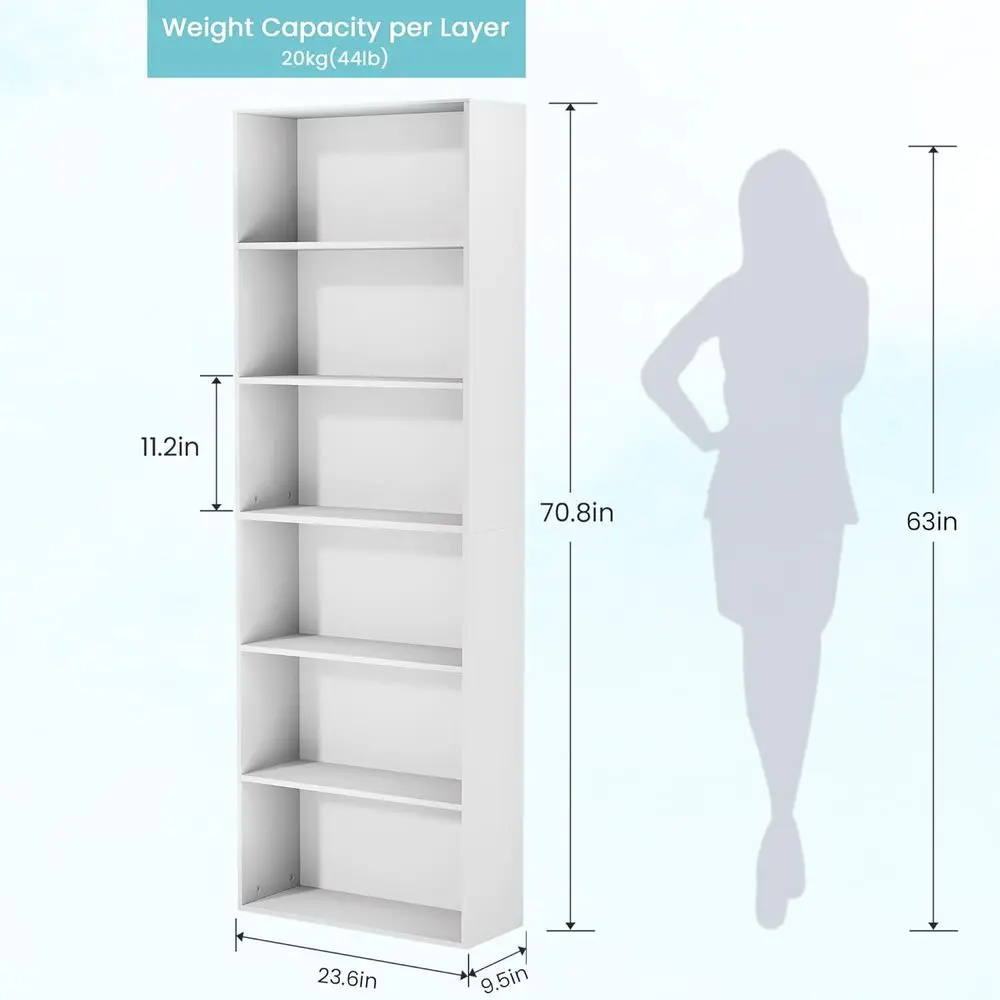 6-Tier Tall Bookshelf with Ample Storage 2