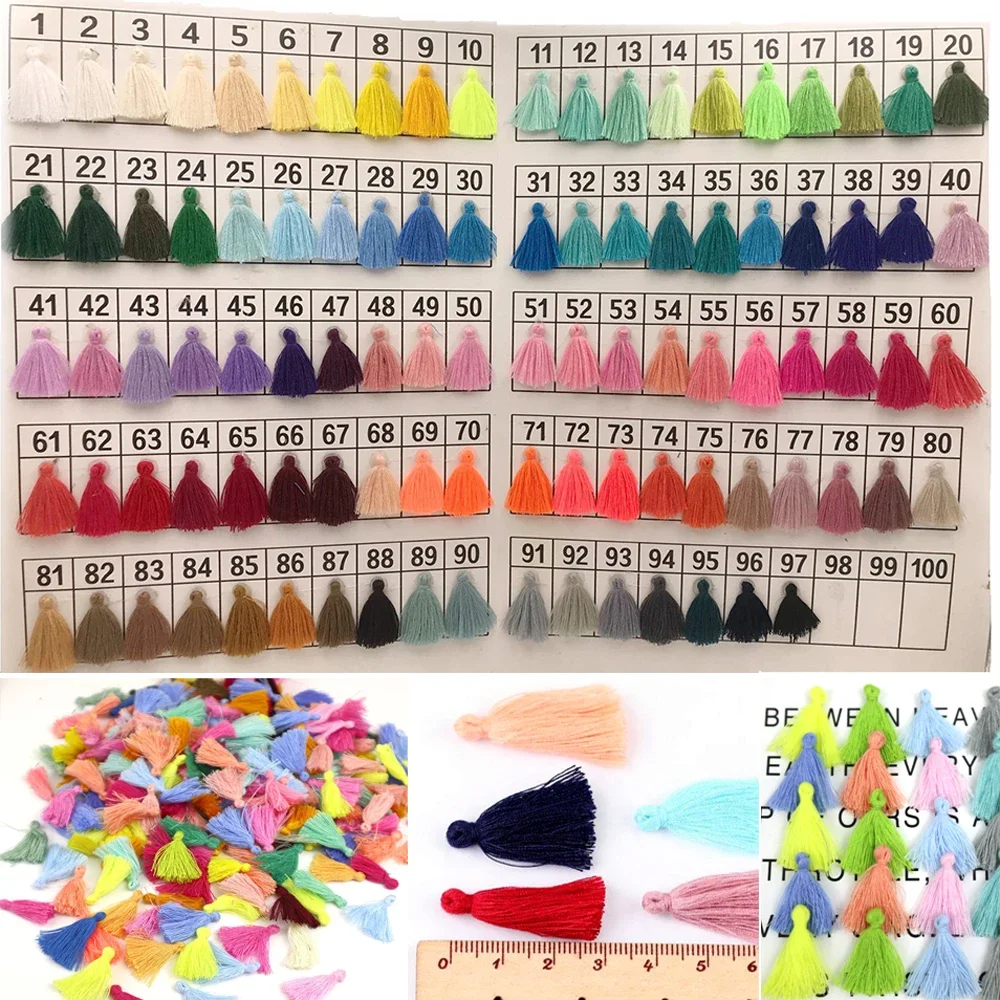 Tassel Multi-Colors Mini Tiny Handmade Craft Tassels Charms For Earring Pendant Jewelry Necklace Making DIY Accessories 50Pcs tassel fringe,tassel decoration,tassel accessories,tassel trim,mini tassels