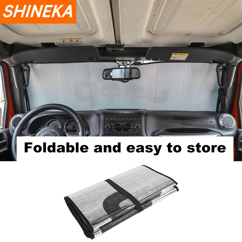 SHIENKA Sunshades For Jeep Wrangler JK 2007- Car Front Windshield Sunshade Sun Shield Cover Anti UV Ray For Jeep Wrangler JK