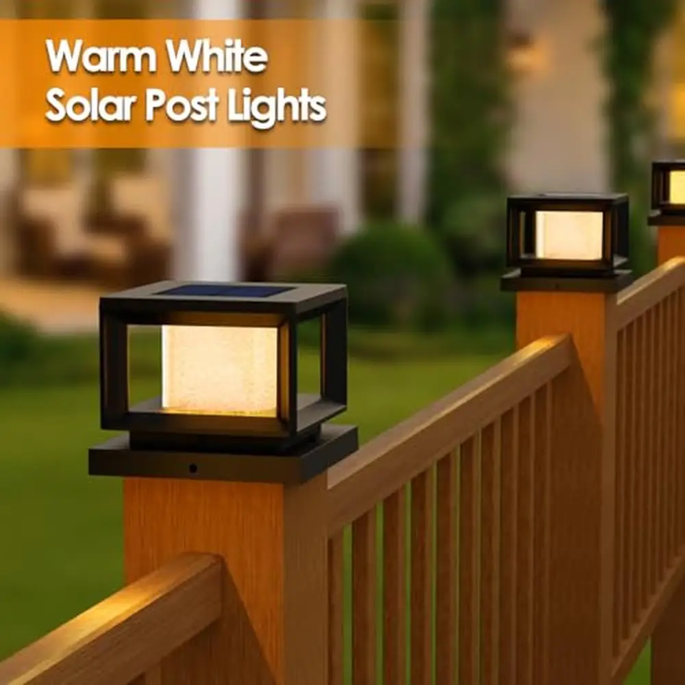 Solar Fence Cap Lights 8 Pack Outdoor Waterproof Deck Post Lights with Diamond Shinning Effect Fits 4x4 5x5 6x6 Wooden Vinyl