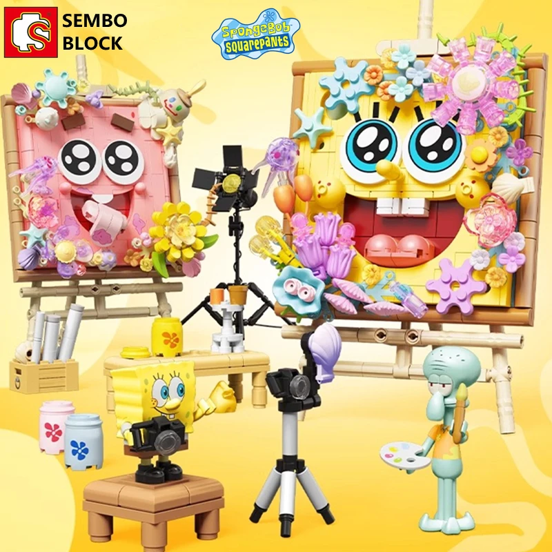 Sembo Spongebob Squarepants Building Blocks Cavalletto Tridimensionale Assemblaggio Giocattolo Patrick Star Squidward Tentacles Regalo Di Compleanno