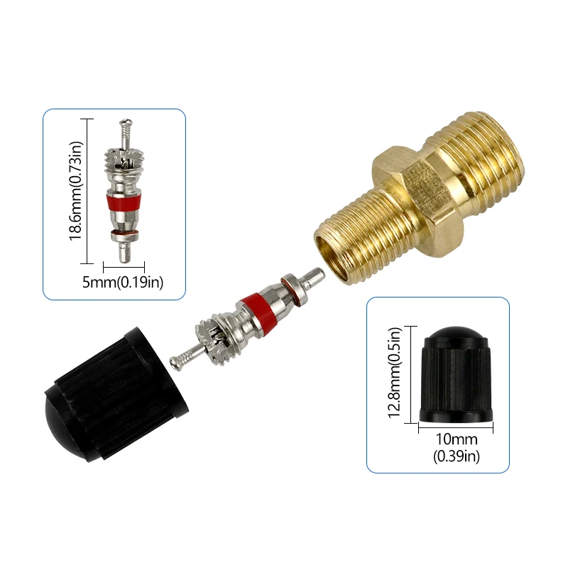 Brass Tire Valve Stems 1/8 NPT 1/4 NPT M8x1 High-Quality Air Valves for ...