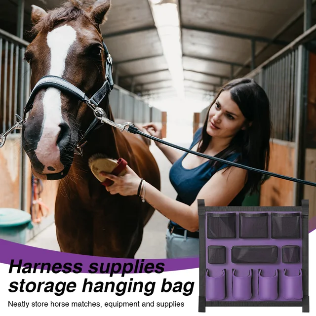 Horse Trailer Organizer Large-Capacity Storage Hanging Bag Multi-Pocket Horse Trailer Grooming Bag for Horse Brush Comb Bottle
