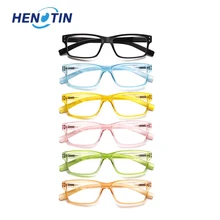 

Henotin 6 Pack Reading Glasses Metal Hinge Rectangular Frame Men and Women HD Eyeglasses+0--+600