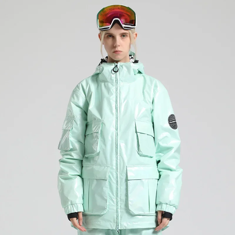 New Ski Suit Men Windproof Waterproof Warm Snowwear Veneer Double Board Colorful Reflective Ski Jackets Women Large Size
