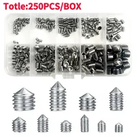 250PCS/BOX 304 Stainless Tip Set Screw Kit Hex Hexagon Socket Allen Cup Point DIY Set Door Handles Bolt M2 M3 M4 M5 M6 M8 DIN916 1