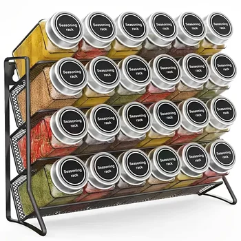 4 Tier Spice Rack Storage Rack Countertop Stand Seasoning Organizer Countertop Spice Storage Holder for Pantry Cabinet Shower