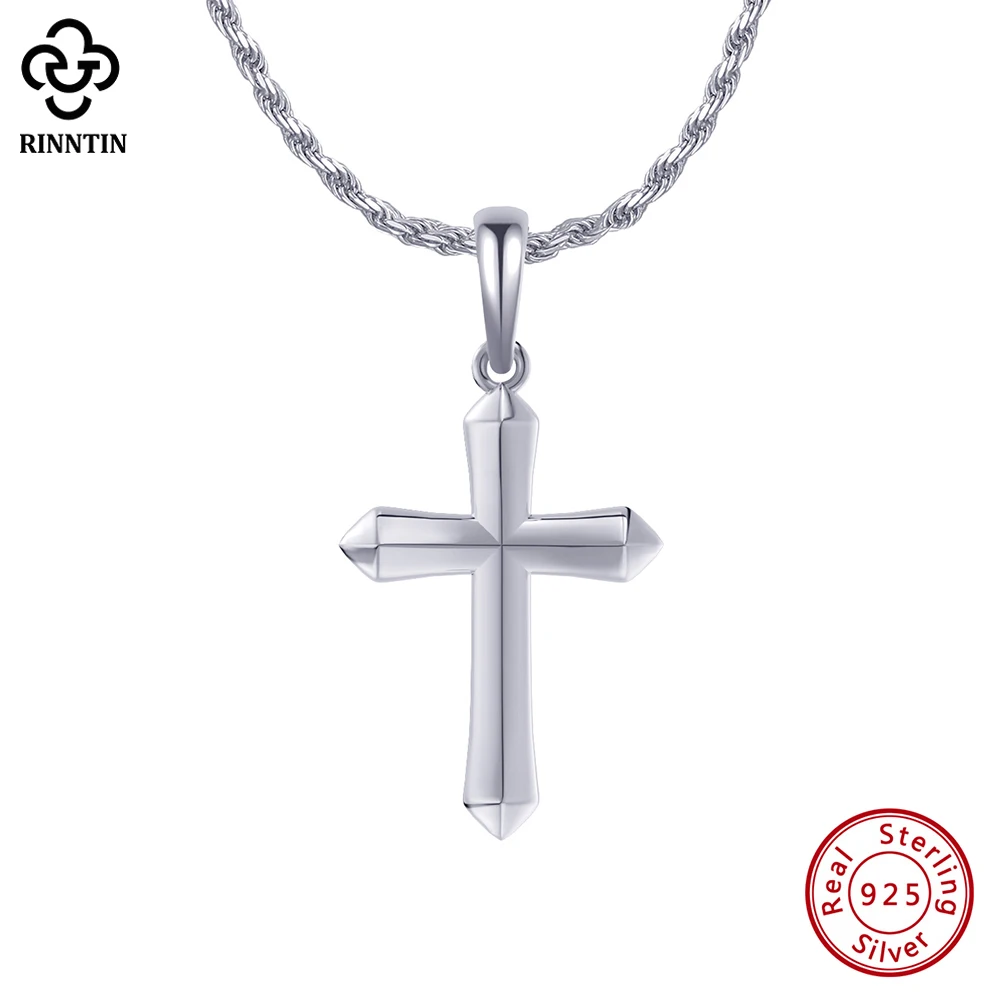 

Rinntin 925 Sterling Silver Gothic Cross Necklace for Men Women Fashion Christian Prayer Religious Jewelry Pendant Gift NMN07