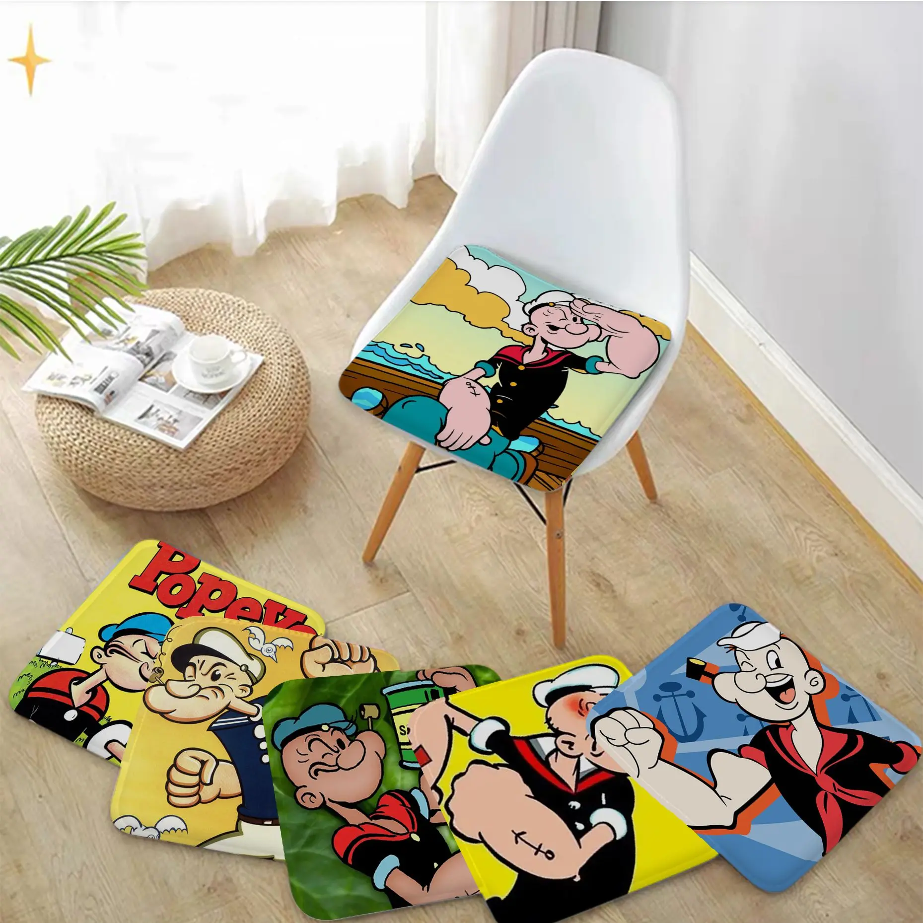 

Cute Cartoon P-Popeye Cushion Mat European Chair Mat Soft Pad Seat Cushion For Dining Patio Home Office Garden Sofa Decor Tatami