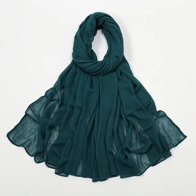 Nouveau Hijab en rayonne froissé pour femmes, écharpe musulmane, châles longs, Turban islamique solide, bandeau Heascarf, bandeau Ramandan