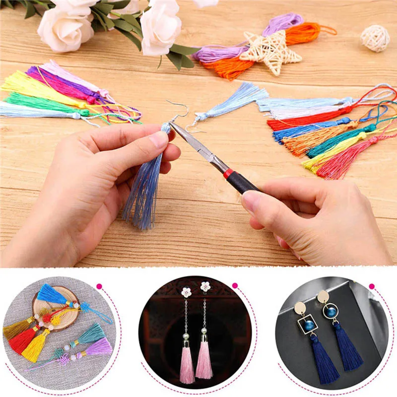 30Pcs 13cm 매달려 밧줄 실크 술 프린지 쥬얼리 만들기 DIY 열쇠 고리 귀걸이 후크 펜던트 장식 Tassels 공예에 대 한