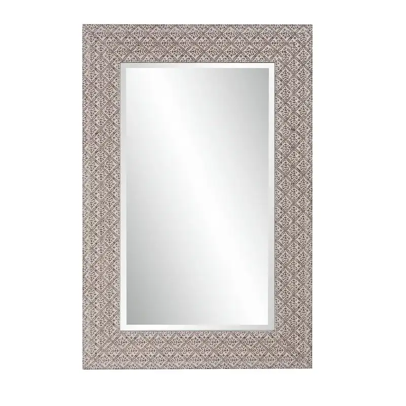 

Dillon Rectangular Polystyrene 23.25 in. by 35.25 in. Faux Embossed Gray Wall Mirror Non reversible mirror Non reversing mirror