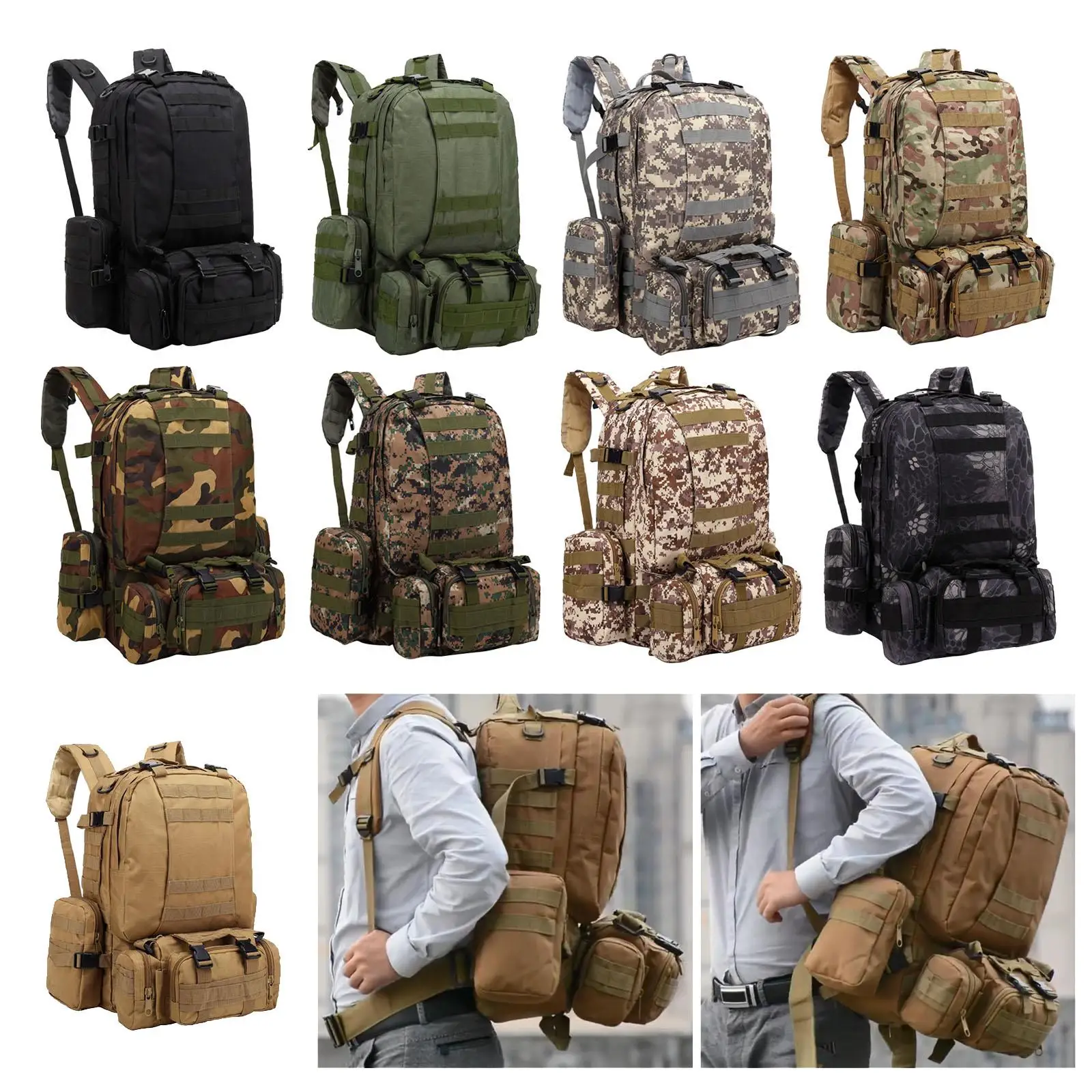 Case Backpack Bag 55L Large Army Outdoor Pack Rucksacks Carry Bag Backpacks