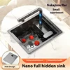 Small Hidden Sink Stainless Steel Kitchen Sink Mini Bar Single Slot Touring Car Wash Basin With Cover Plate Apartment 1