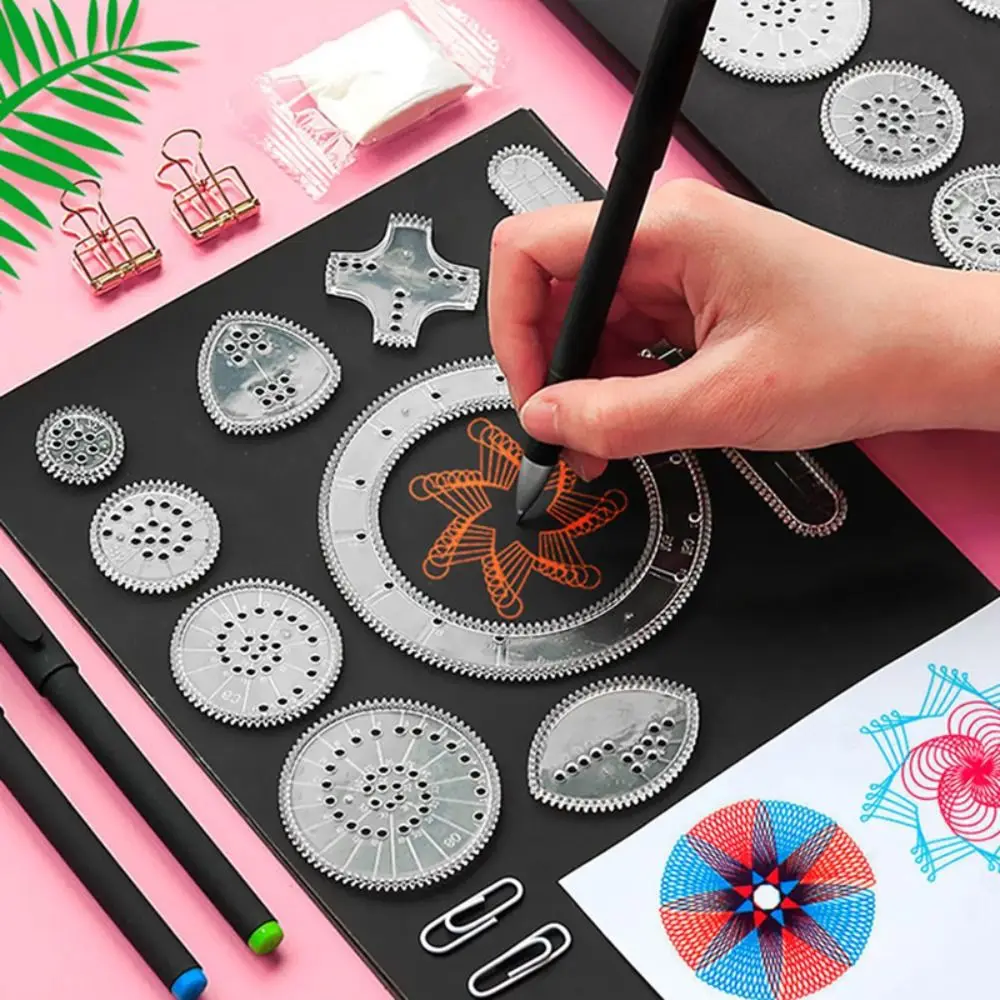 Ruler set drawing ruler geometry set 5/12/22PCS Geometric Ruler Spirograph Drawing Toys Set arts craft drawing kit students stationery ruler kids toy durable