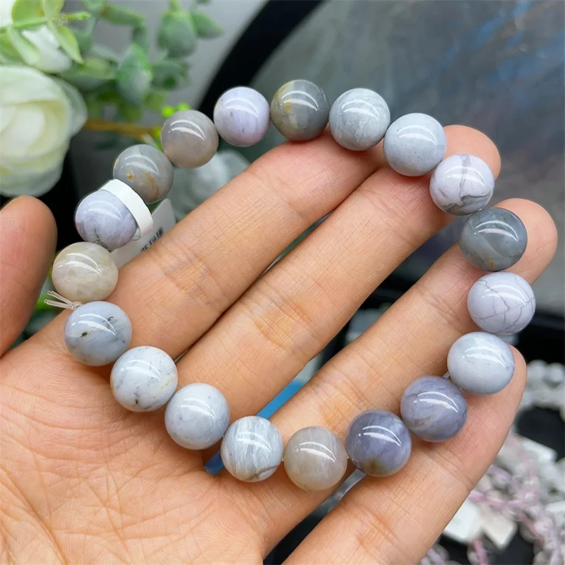 

Natural Blue Agate Bracelet Gemstone Crystal Jewelry Bangle For Women Healing Bohemia Holiday Gift 1pcs 10MM