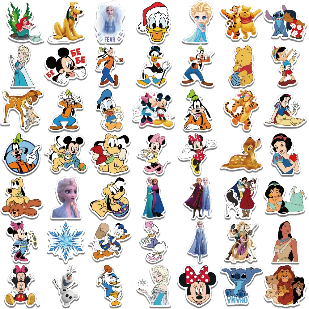 Disney cartoon stickers 10/30/50/100pcs cute mix Stitch Mickey stickers for kids DIY motorcycle laptop phone