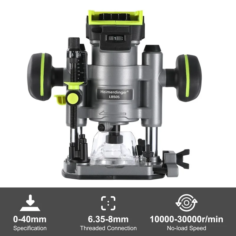 하이머딩거 LB505 40V 브러시리스 무선 6단계 속도 조절 목공용 핸드 우드 엣지 라우터 트리머 DIY 전동 공구, 배터리 미포함