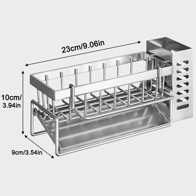 Sink Cleaning Tools Storage Rack Kitchen Multifunctional Stainless Steel Drain Rack for Sponge Cleanser Organizer Rag Hanger 5