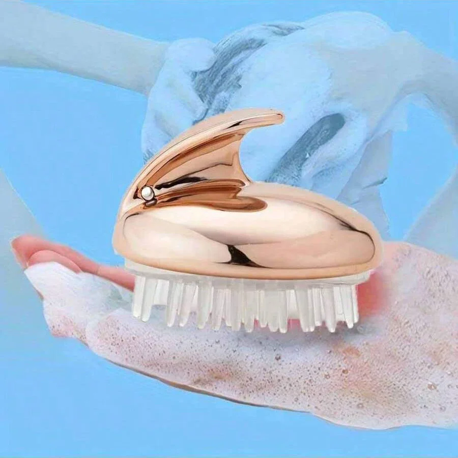 1pc rose gold shampoo brush, scalp massage comb, shampoo combbody massage brush, scalp cleaning brush