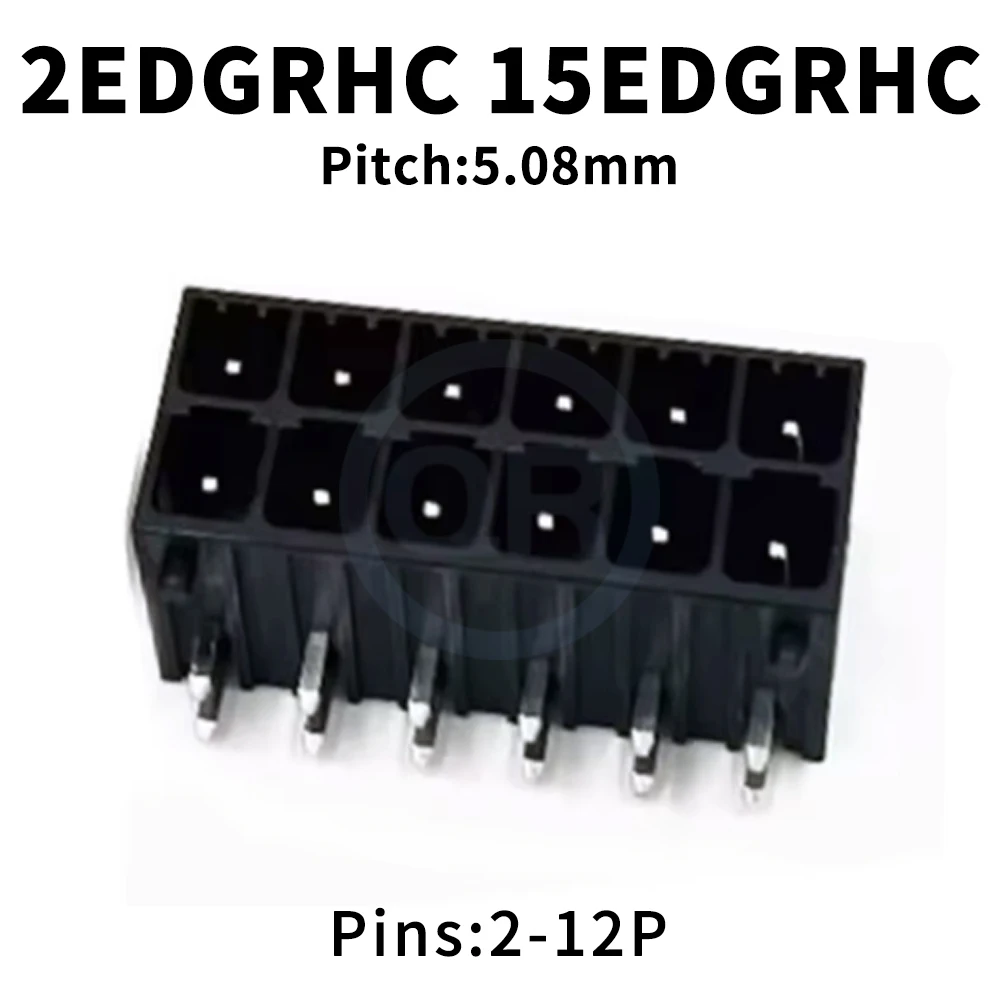 (10 Stück) KF 2EDGRHC – 5,08 mm gebogener Stift, schwarzer doppelschichtiger federbelasteter Kipphebel-Leiterplattenklemmenblock, kompakt, 15EDGRHC 2*2P~12P
