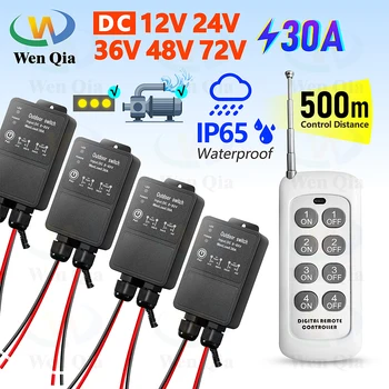 Interruttore luce/pompa con telecomando wireless 433 Mhz DC 12V 24V 36V 48V 72V 30A Relè impermeabile ad alta potenza Portata di controllo 500 metri