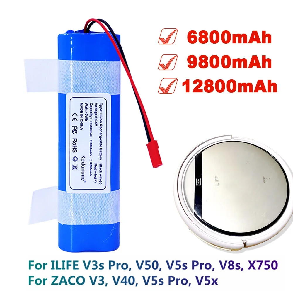 

14.4V 6.8Ah/12.8Ah Good Quality Battery For ilife V5 V5s V50 V8s V3s Pro X750 Robot Vacuum Cleaner 14.8V Rechargeable battery