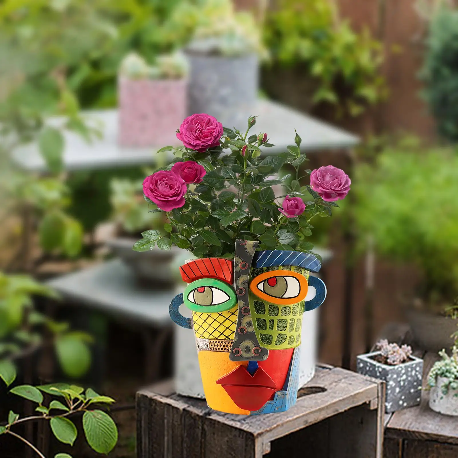 Abstract Head Planter Art Vase Succulent Pot for Windowsill Garden Table