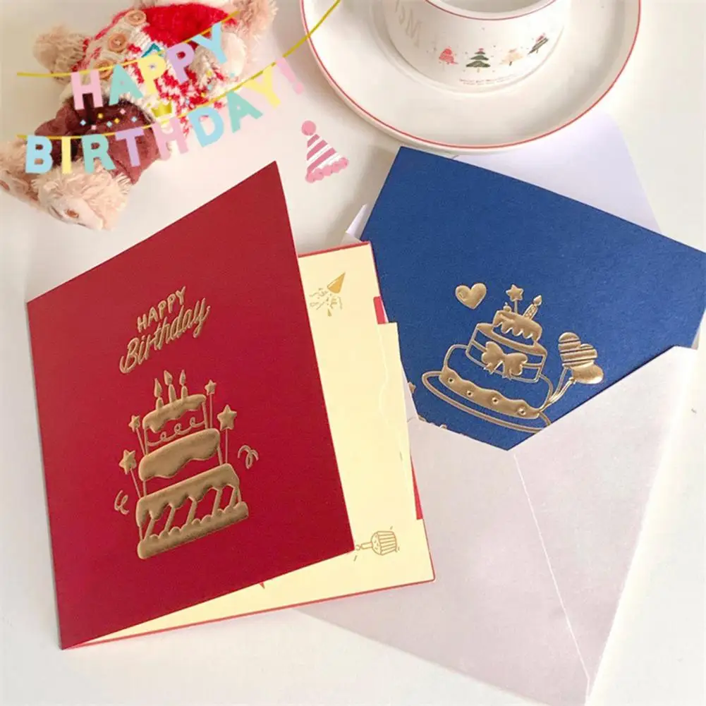 3D Birthday Card Pop-Up Greeting Card with Musical Lights Happy Birthday with Cake for Women Men Kids Friends